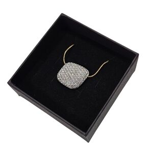 Swarovski Gold Tone Cushion Pave Crystal Necklace